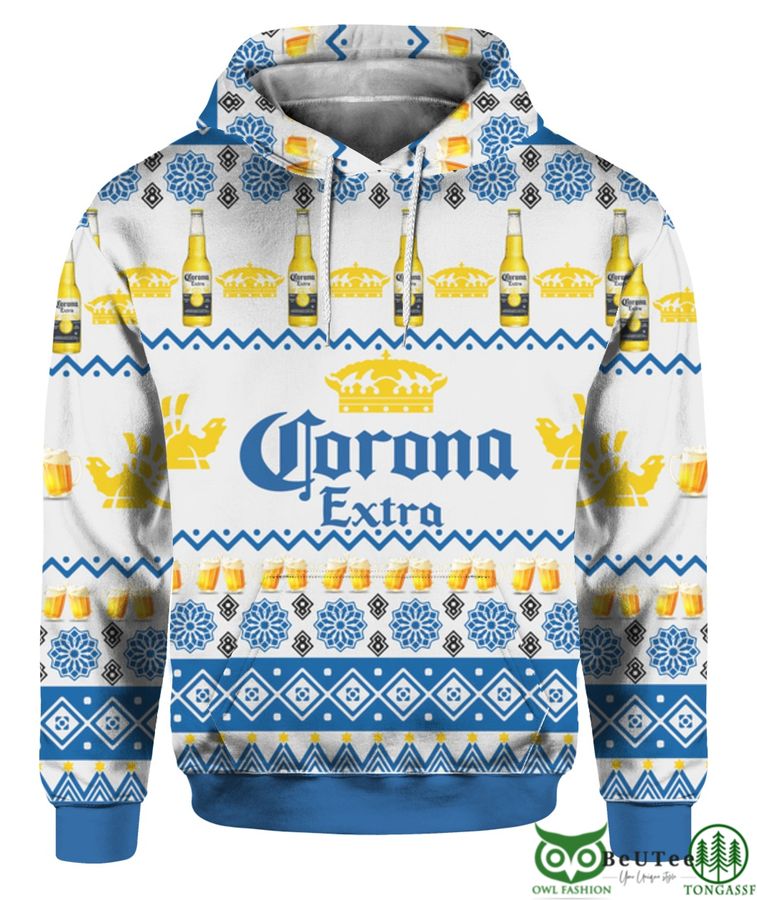 32 Corona Extra Beer Bottles 3D Print Ugly Christmas Hoodie