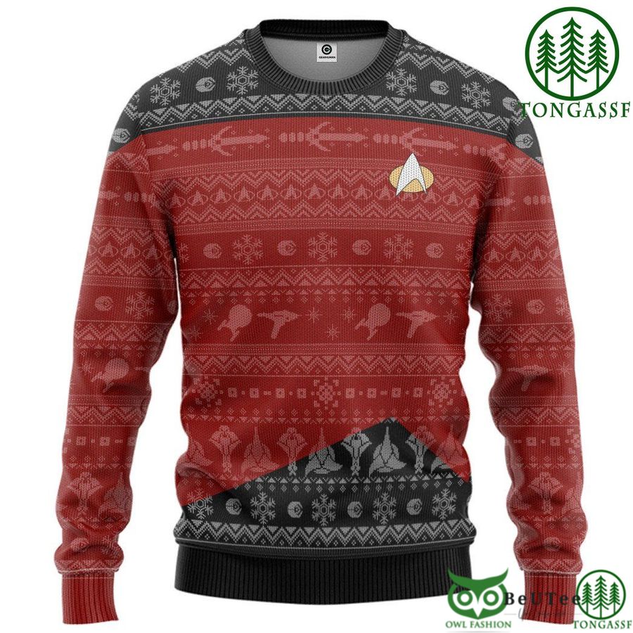 6 star trek the next generation 1987 red christmas custom ugly sweater