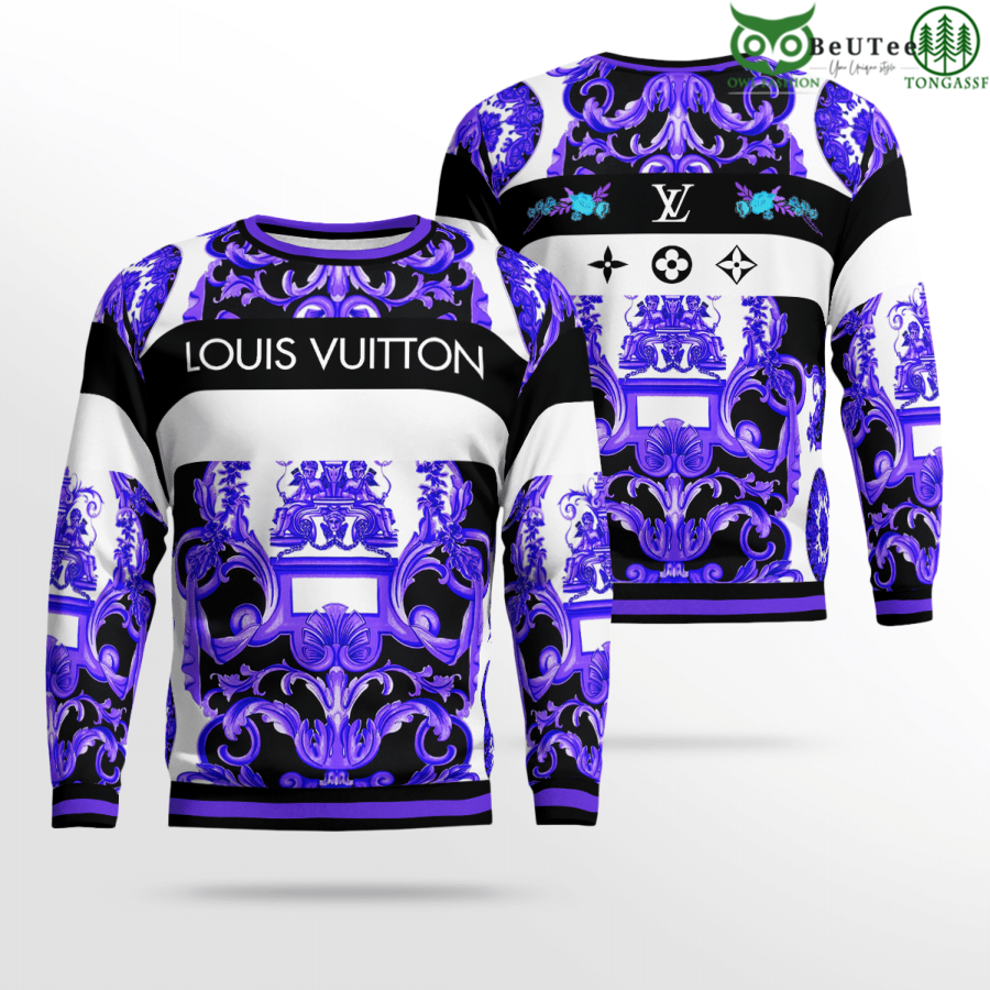 122 Limited Edition Royal Pattern Purple LV Louis Vuitton 3D Ugly Sweater