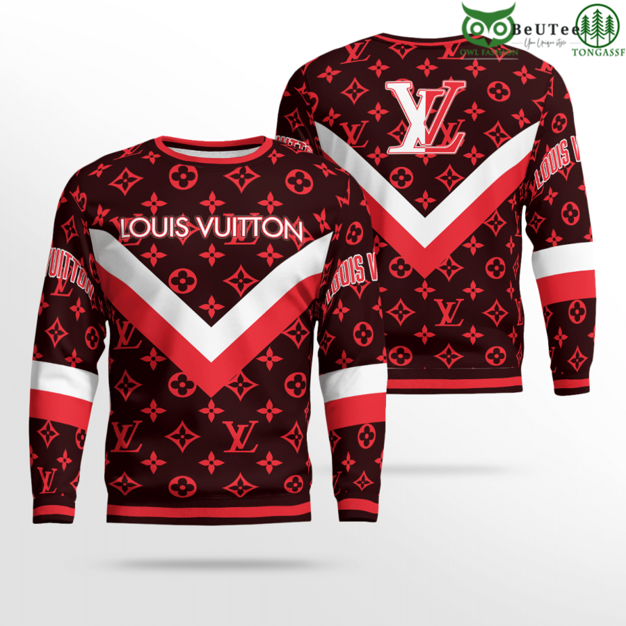 77 Huge Monogram Red Logo LV Louis Vuitton Premium 3D Ugly Sweater