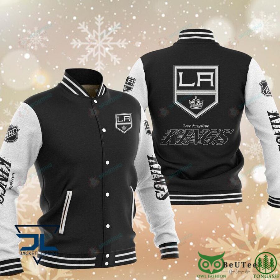 35 Los Angeles Kings NHL Black Baseball Varsity Jacket