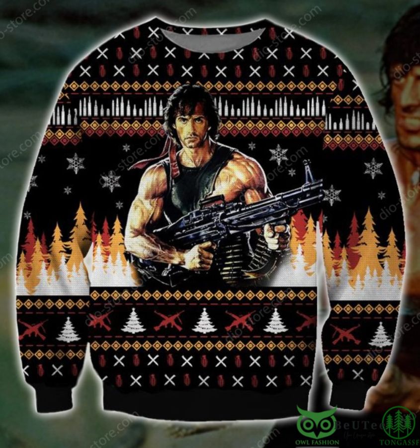 25 Rambo Pattern 3D Christmas Ugly Sweater