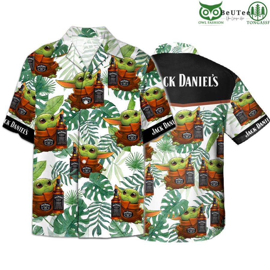 60 Baby Yoda Hug Jack Daniels JD Hawaiian Shirt