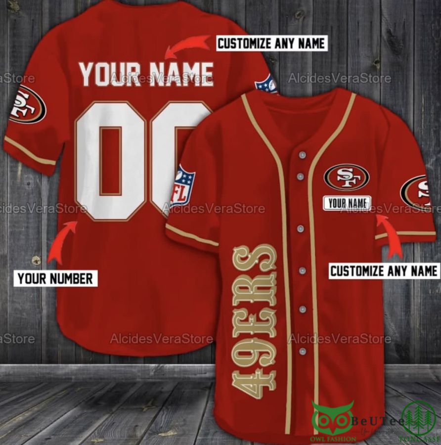 49 personalized san francisco 49ers red baseball jersey shirt