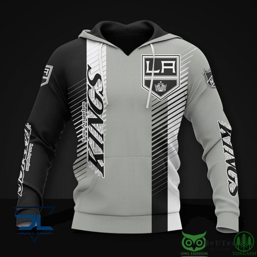 58 Los Angeles Kings NHL Diagonal Line 3D Hoodie Sweatshirt Jacket