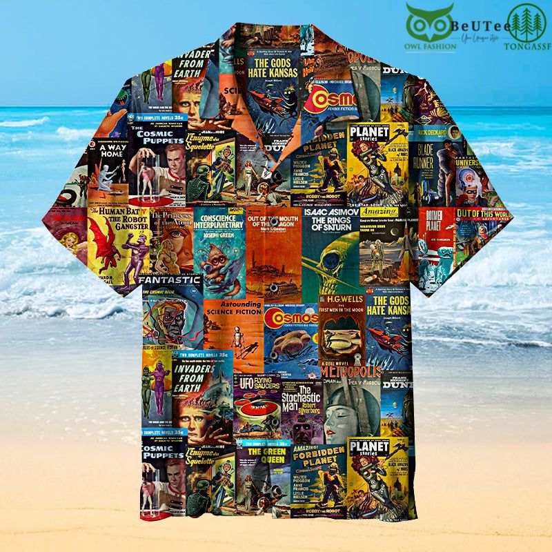 4 Retro Science Fiction Collage Hawaiian Shirt