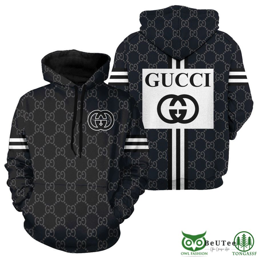 24 Highend Luxury Gucci Monogram Black 3D Hoodie