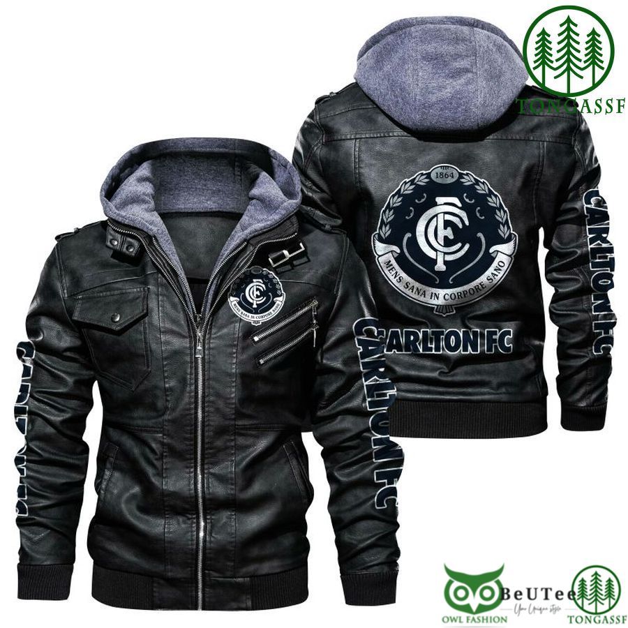 59 afl carlton football club leather jacket