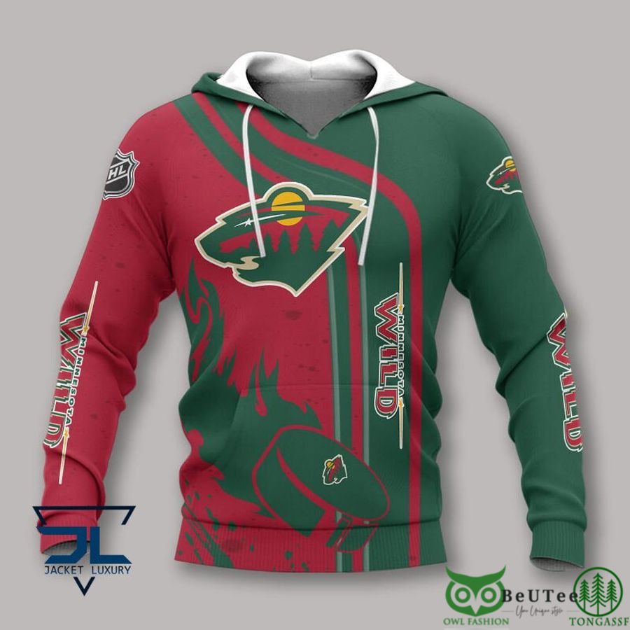 128 Minnesota Wild NHL Logo 3D Hoodie Sweatshirt Jacket