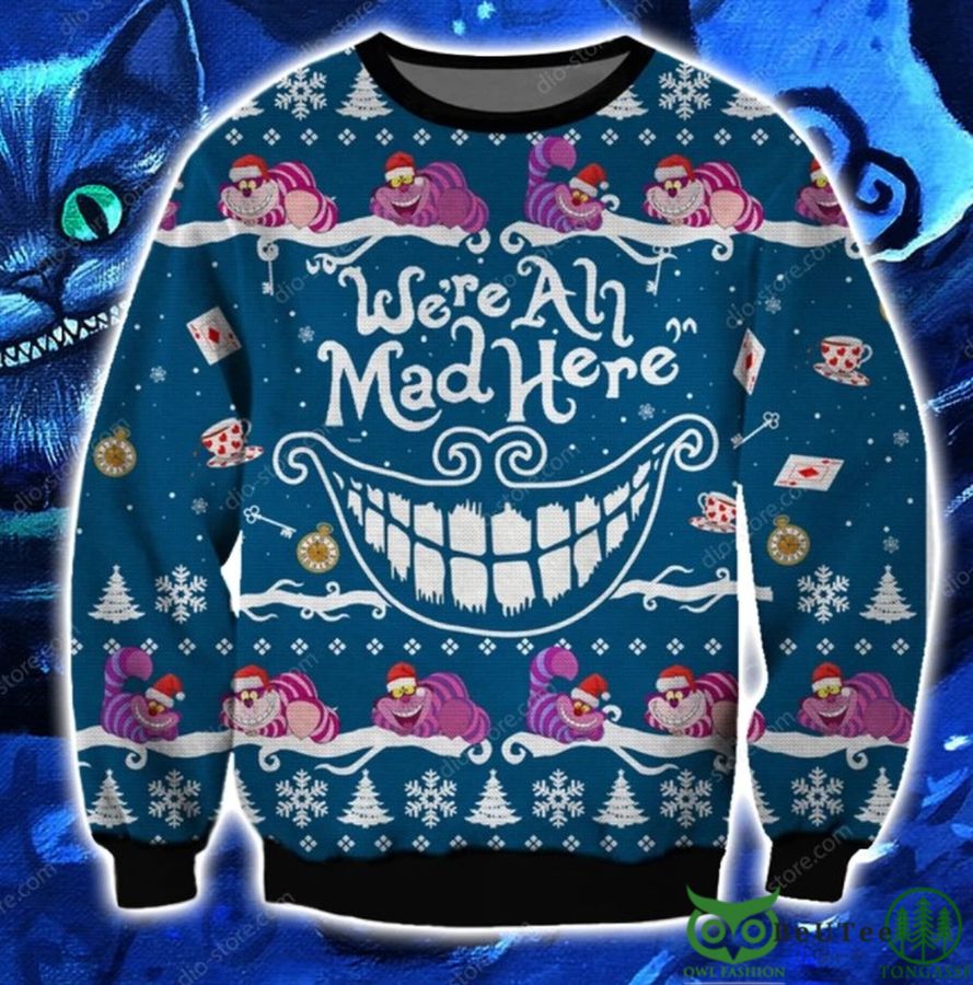 16 Cheshire Cat 3D Christmas Ugly Sweater
