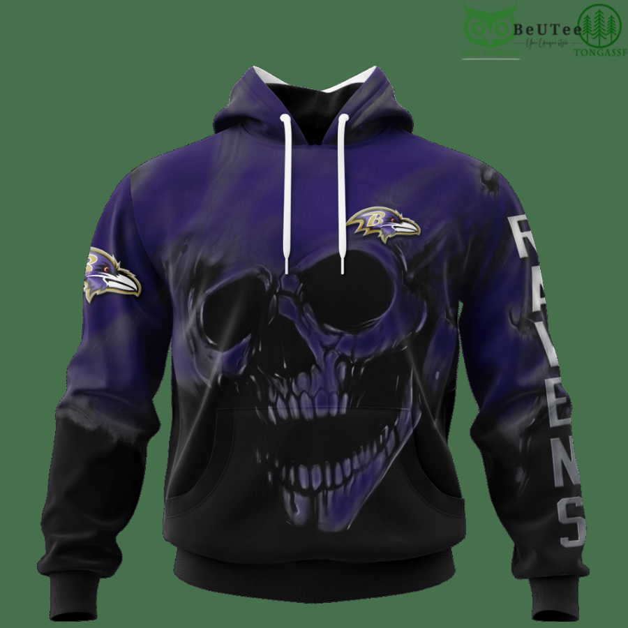 212 Ravens Fading Skull American Football 3D hoodie Sweatshirt NFL