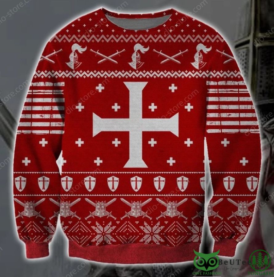 23 Knights Templar Knitting 3D Christmas Ugly Sweater