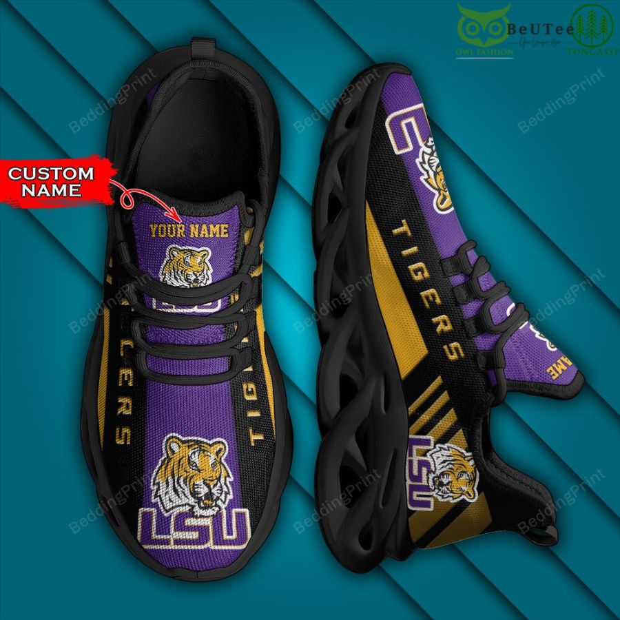 9 NCAA LSU Tigers Personalized Custom Name Max Soul Shoes