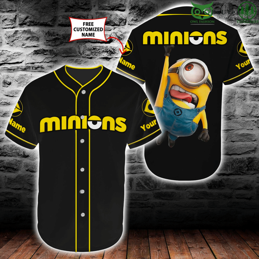 9 Minion Despicable Me Black Custom Name Baseball Jersey Shirt