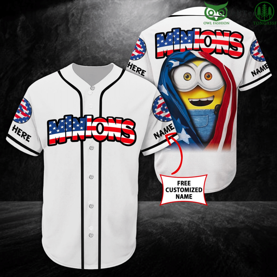 8 Minion America Flag Personalized Baseball Jersey Shirt