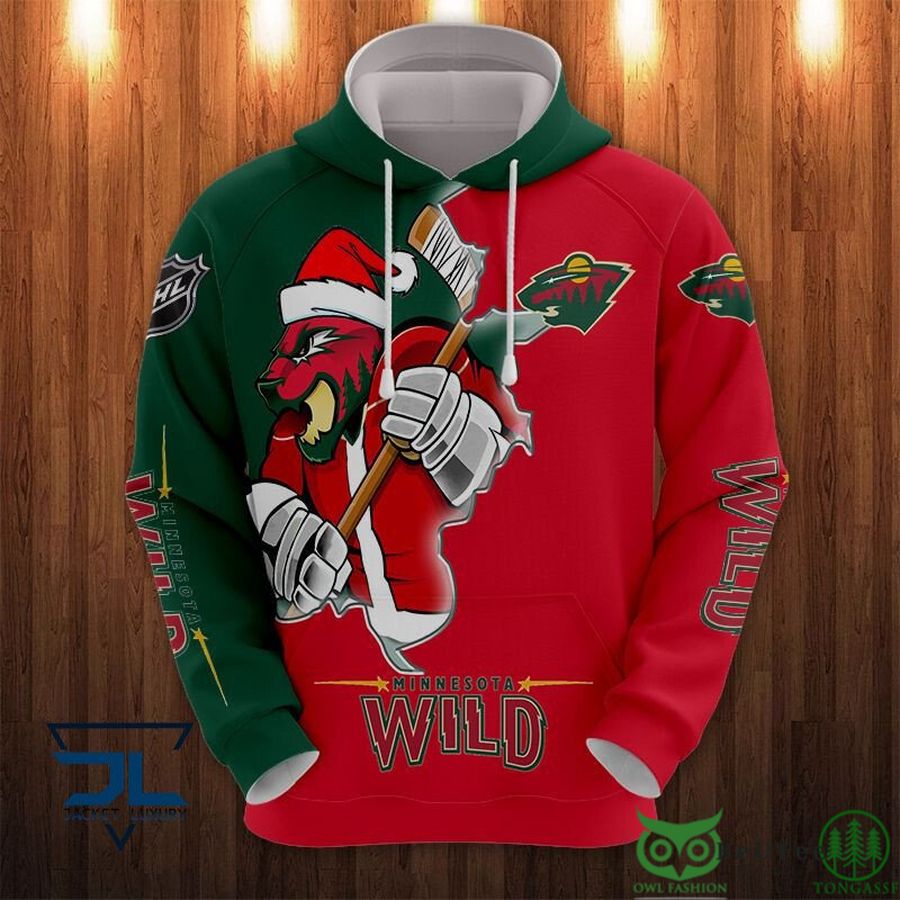 117 Minnesota Wild NHL Mascot 3D Hoodie Sweatshirt Jacket