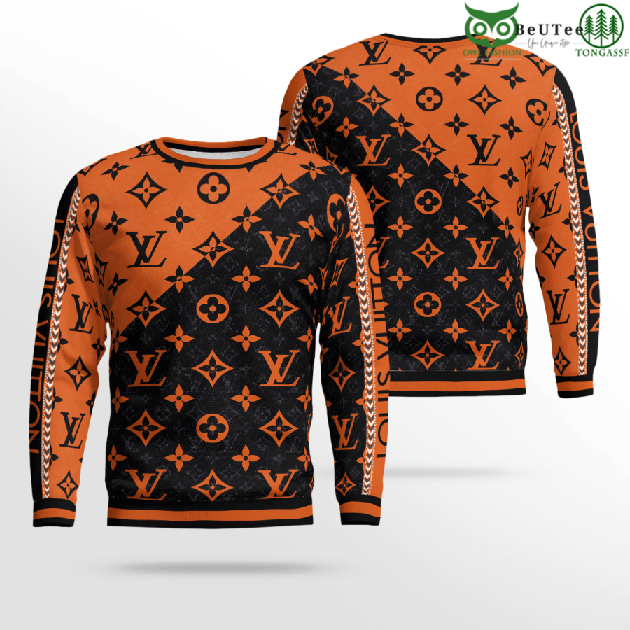 108 Limited Edition Big Monogram Orange LV Louis Vuitton 3D Ugly Sweater