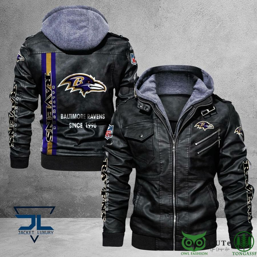 18 Baltimore Ravens Logo NFL Black 2D Leather Jacket