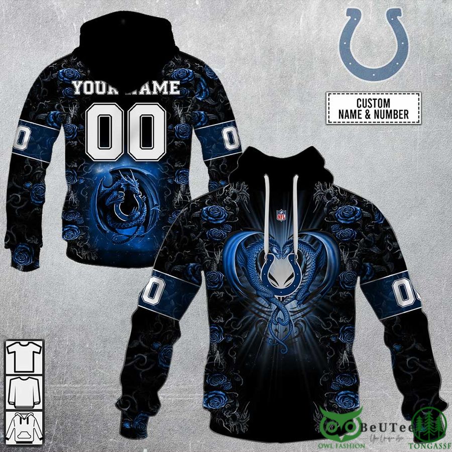 60 Personalized NFL Rose Dragon Indianapolis Colts 3D Hoodie