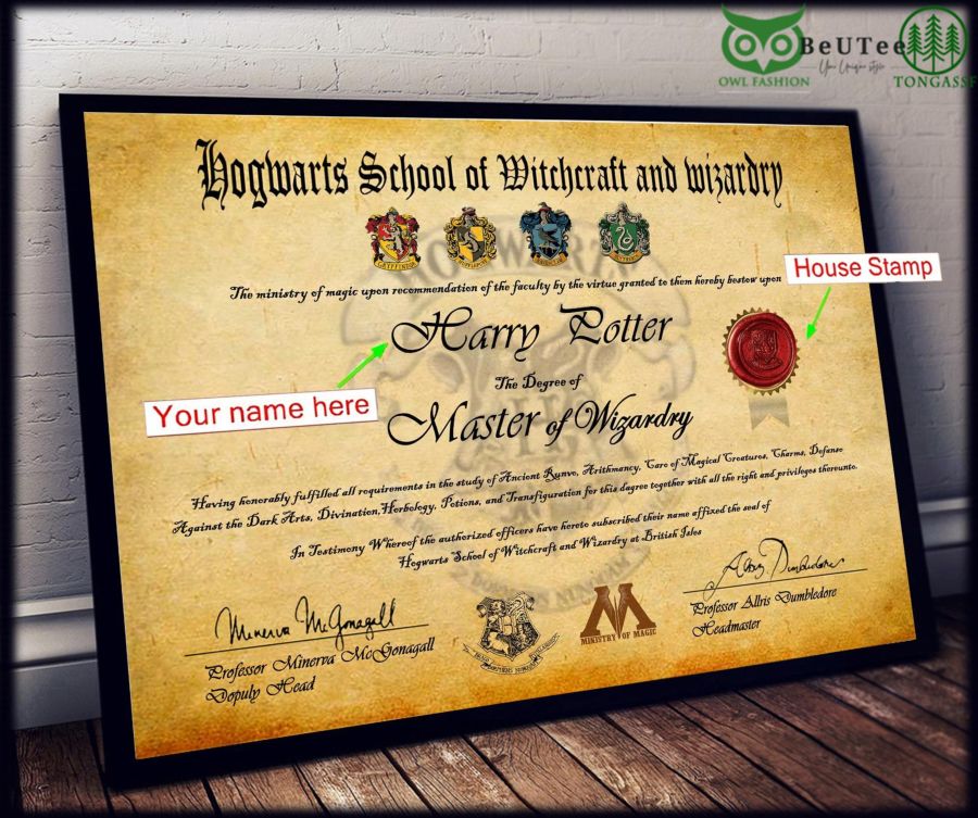 Harry Potter The Degree Of Master of Wizardry Personalized Canvas