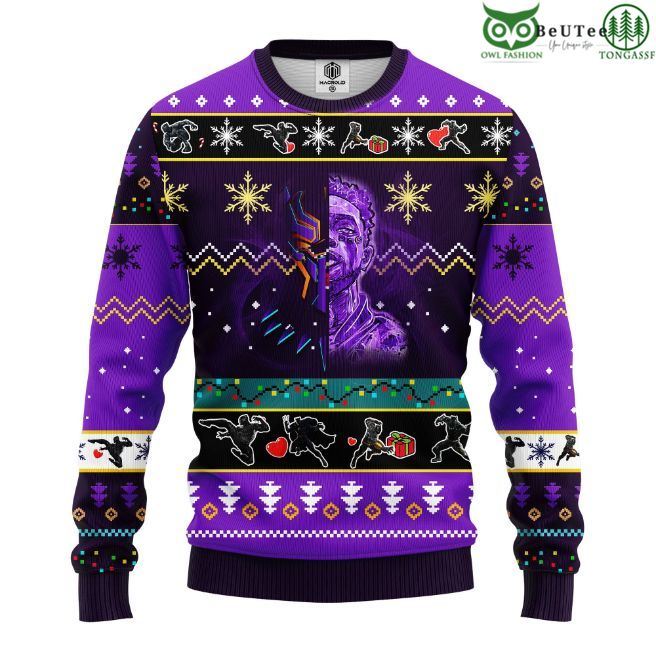Marvel Comics Merry Xmas Black Panther Ugly Xmas Christmas Sweater