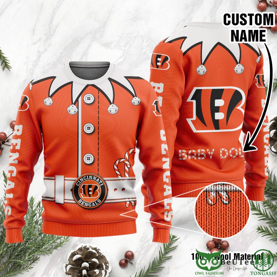 Cincinnati Bengals Ugly Sweater Custom Name NFL Football - Owl Fashion Shop