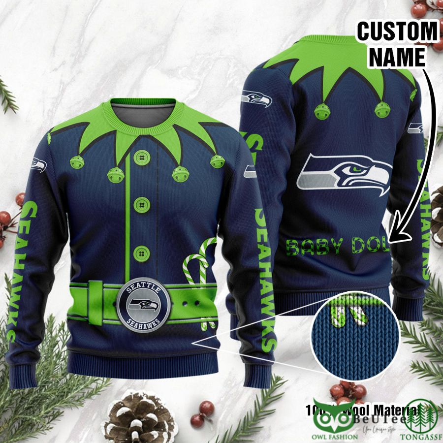 Seattle Seahawks Ugly Sweater Custom Name NFL Football