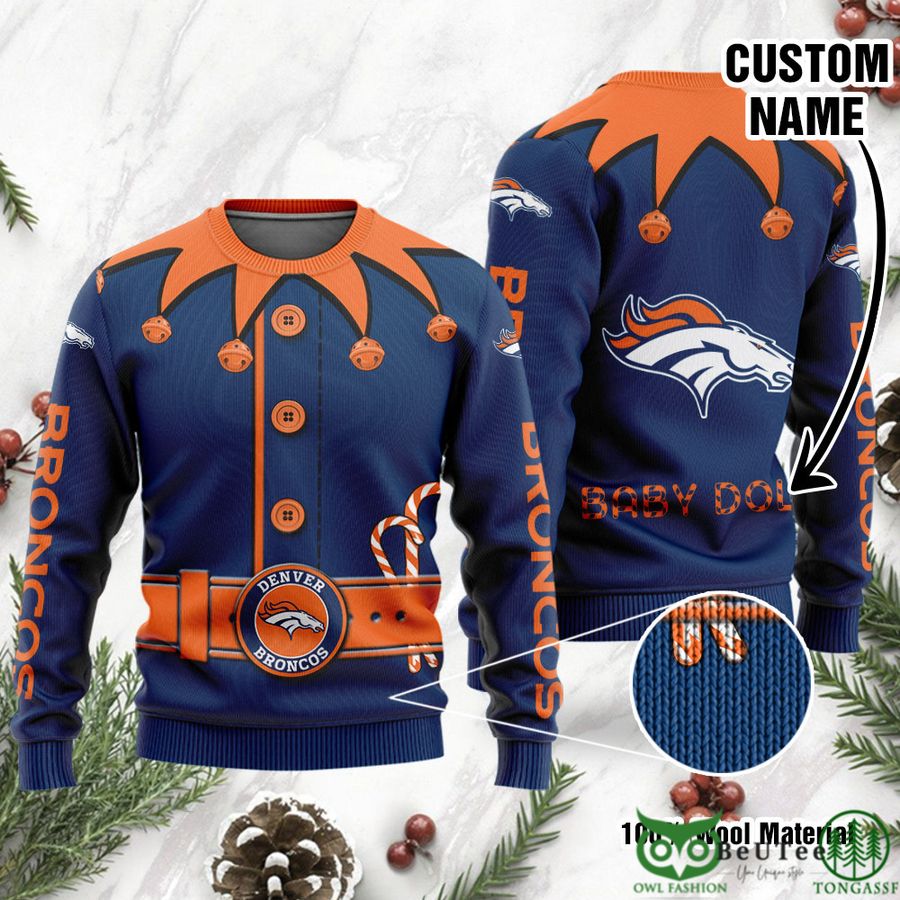 Denver Broncos Ugly Sweater Custom Name NFL Football