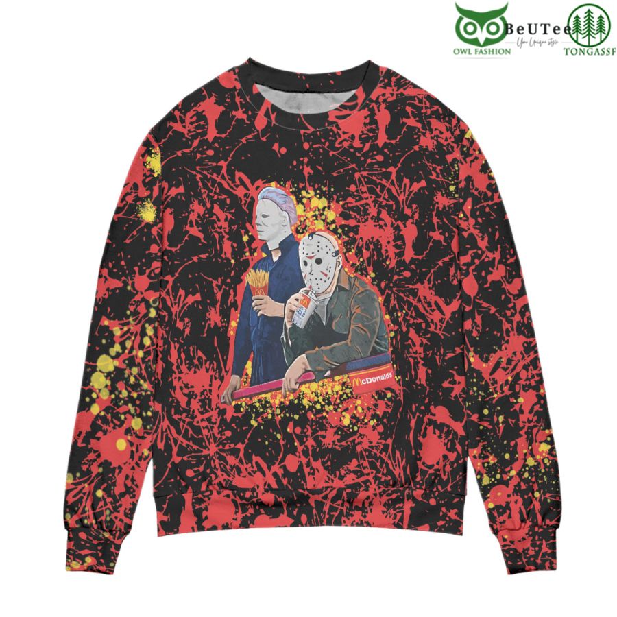 Jason Voorhees And Michael Myers Mc Donalds Ugly Christmas Sweater
