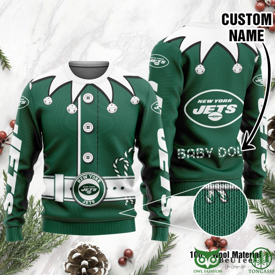 37 New York Jets Ugly Sweater Custom Name NFL Football