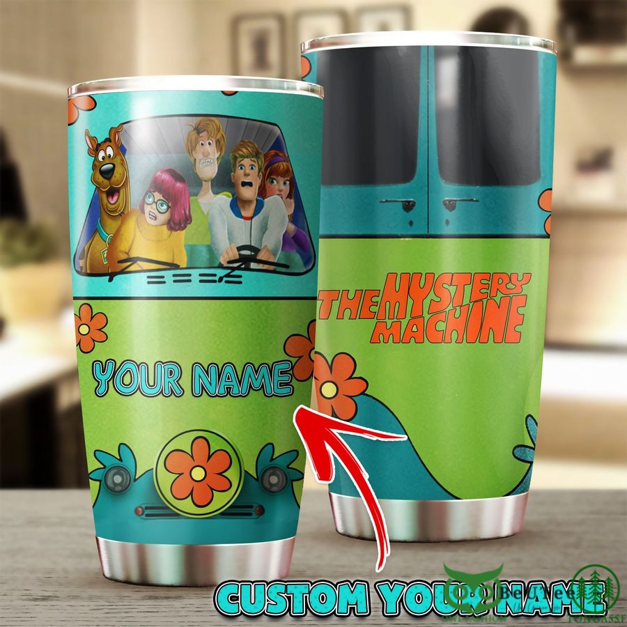 Custom Name Scooby Doo in Car Green Tumbler Cup