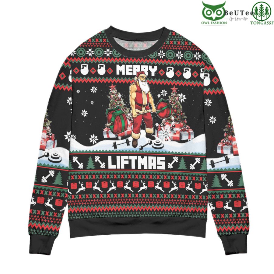 Funny Merry Liftmas Fitness All Over Print 3D Ugly Christmas Sweater