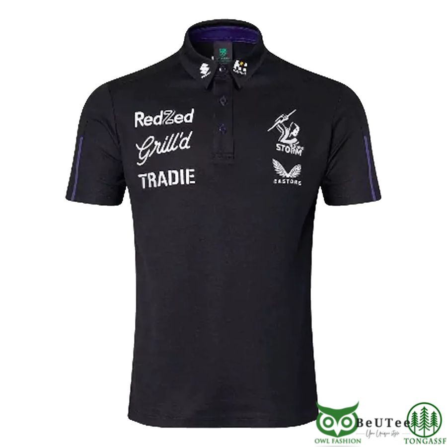 30 2022 Melbourne Storm Black NRL 3D Polo Shirt