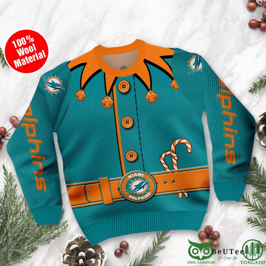 8 Miami Dolphins Ugly Sweater Custom Name NFL Football