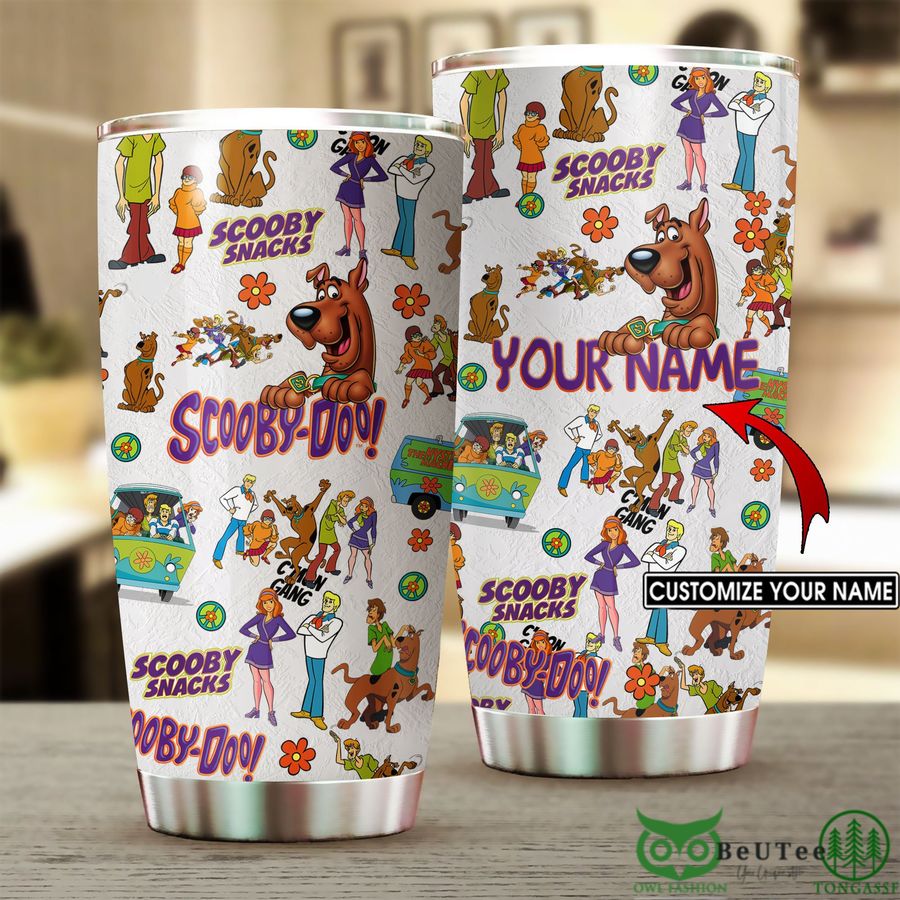 Custom Name Scooby Doo Snacks White Tumbler Cup