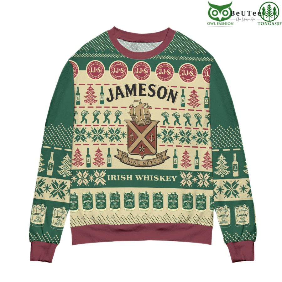 Jameson Irish Whiskey Snowflake Pattern Ugly Christmas Sweater
