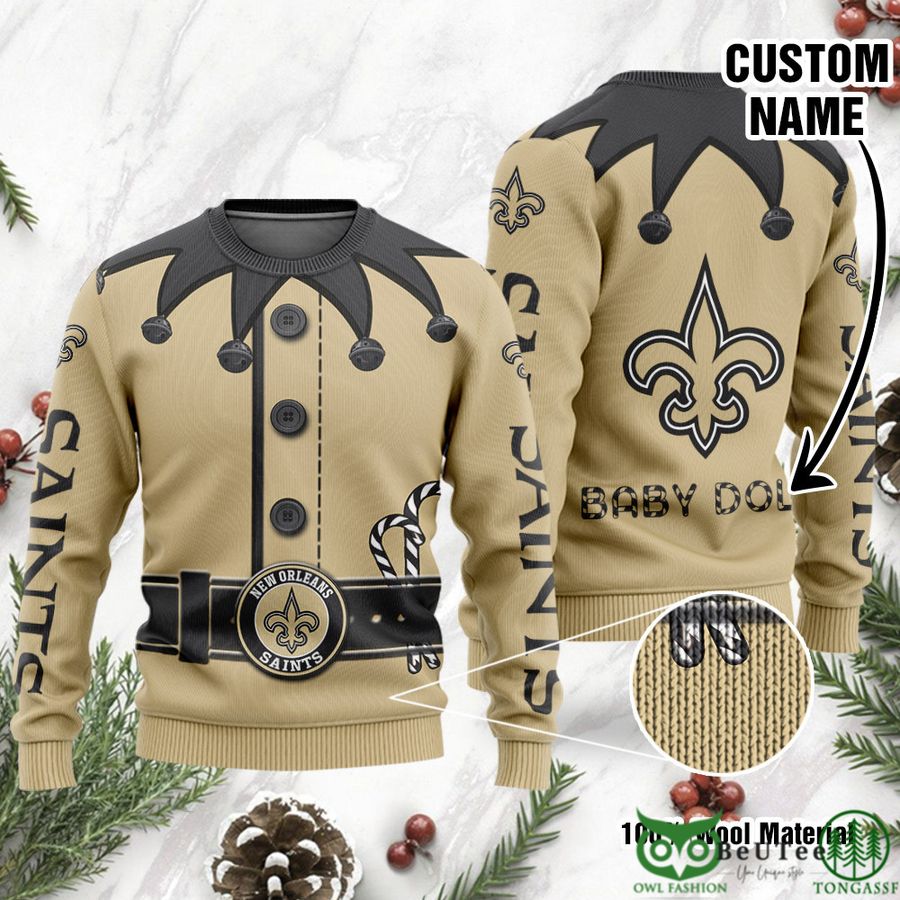 32 New Orleans Saints Ugly Sweater Custom Name NFL Football