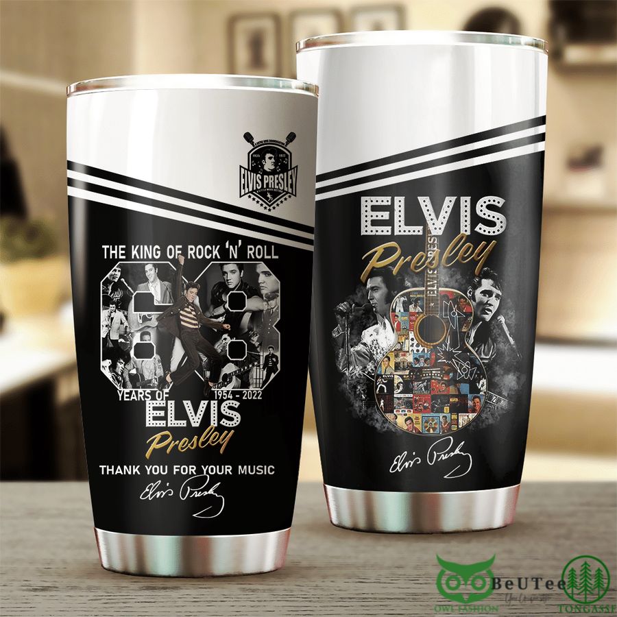 Elvis Presley The King of Rock n Roll Black Tumbler Cup