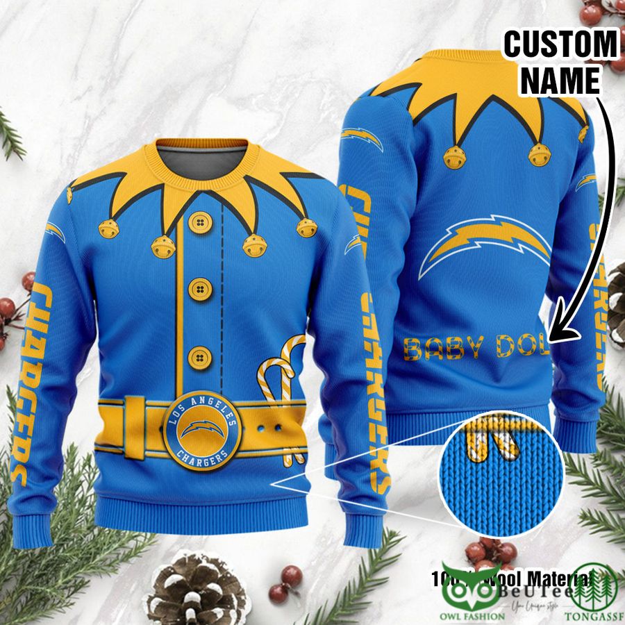 17 Los Angeles Chargers Ugly Sweater Custom Name NFL Football