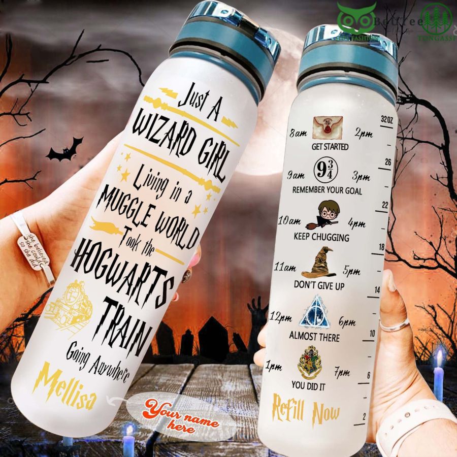 Just A Girl Living In A Muggle World Harry Potter Customized Water Tracker Bottle