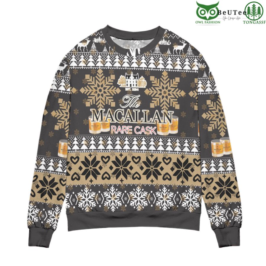 The Macallan Rare Cask Snowflake Pattern Ugly Christmas Sweater