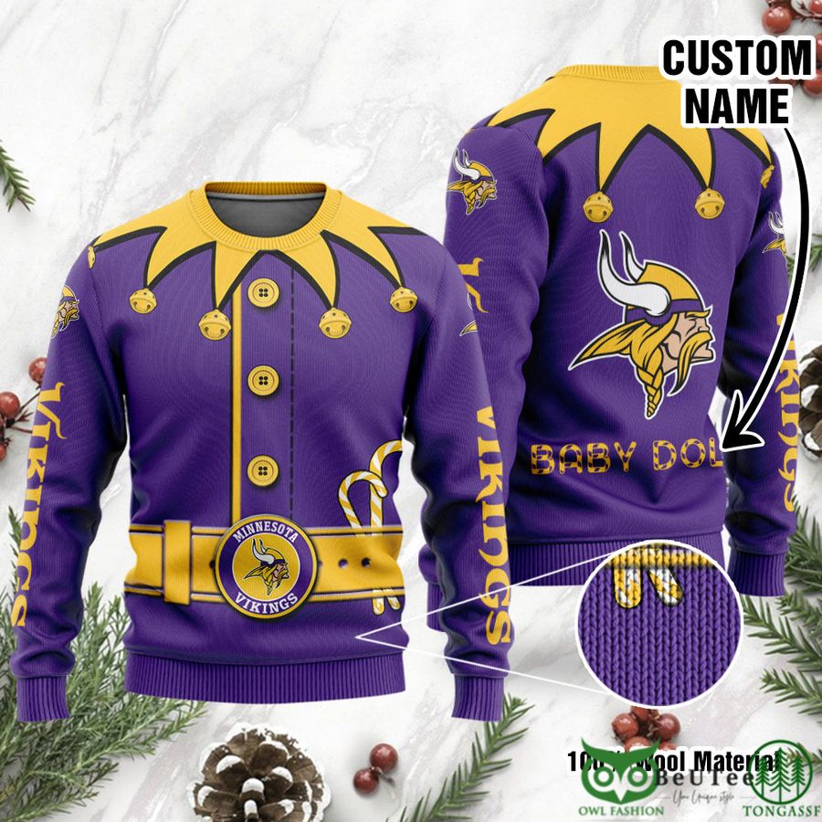 2 Minnesota Vikings Ugly Sweater Custom Name NFL Football