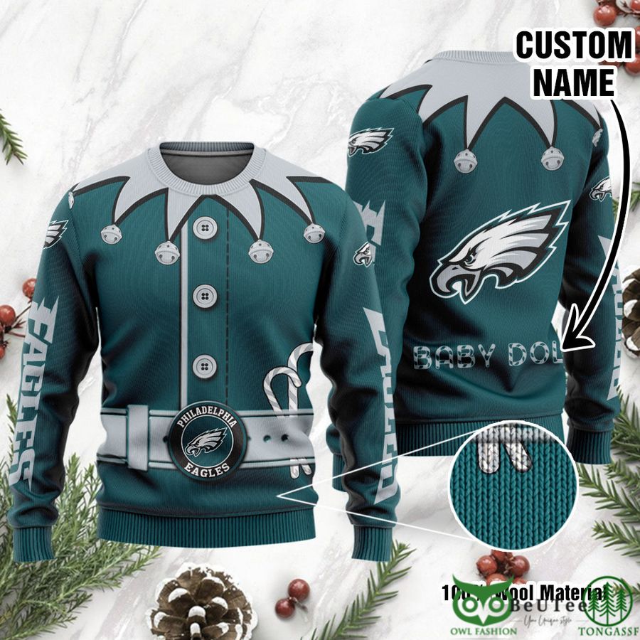42 Philadelphia Eagles Ugly Sweater Custom Name NFL Football