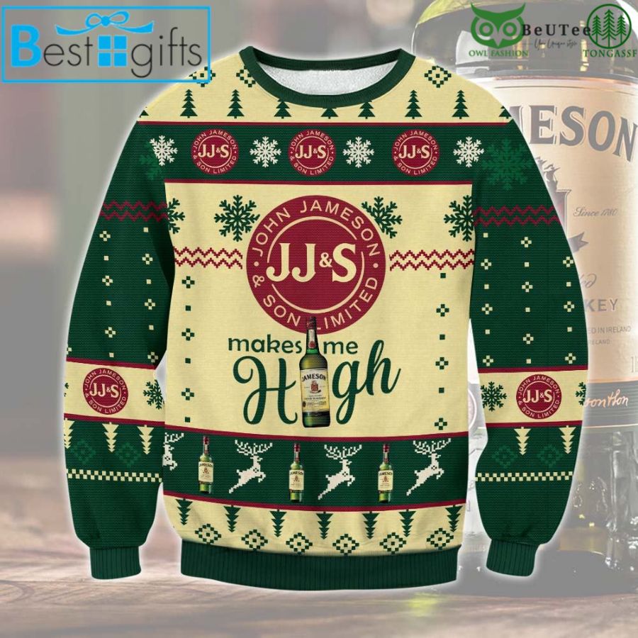 32 John Jameson and Son Limited Makes Me High Ugly Christmas Sweater