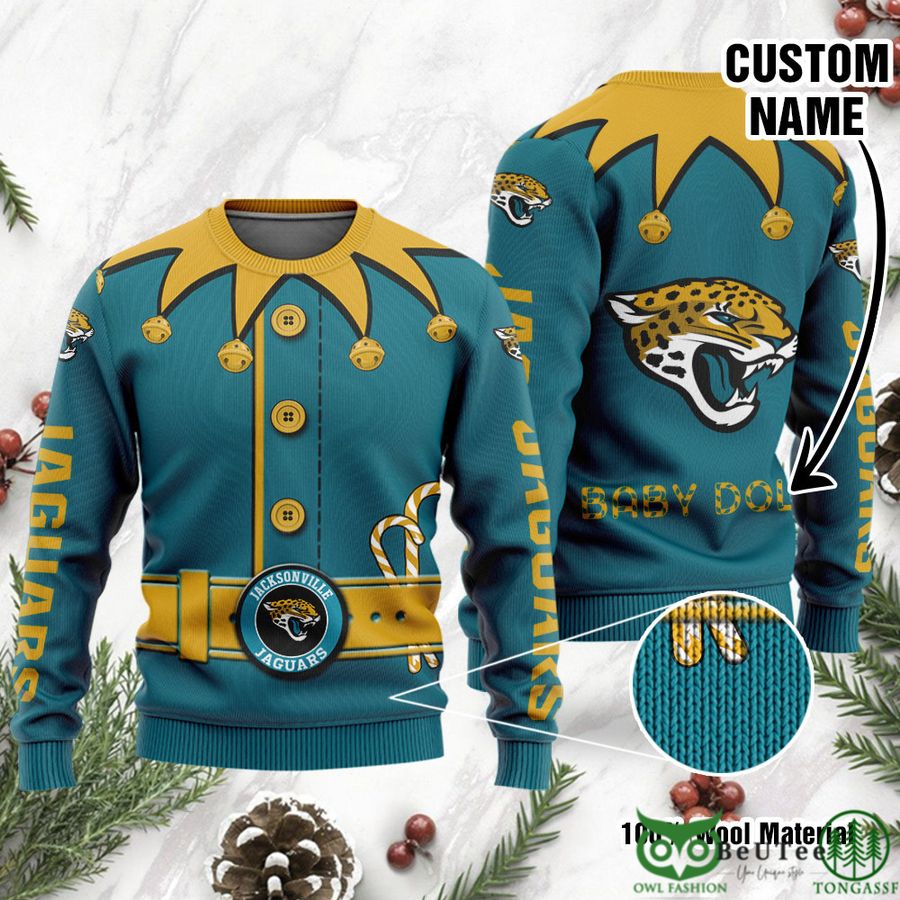 2 Jacksonville Jaguars Ugly Sweater Custom Name NFL Football