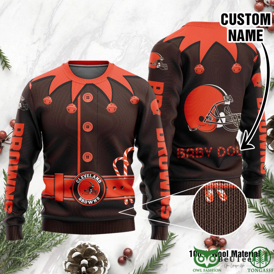 27 Cleveland Browns Ugly Sweater Custom Name NFL Football