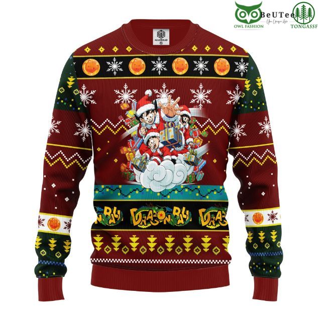 2 Merry Xmas Ugly Christmas Sweater Anime Dragon Ball Fans Gift