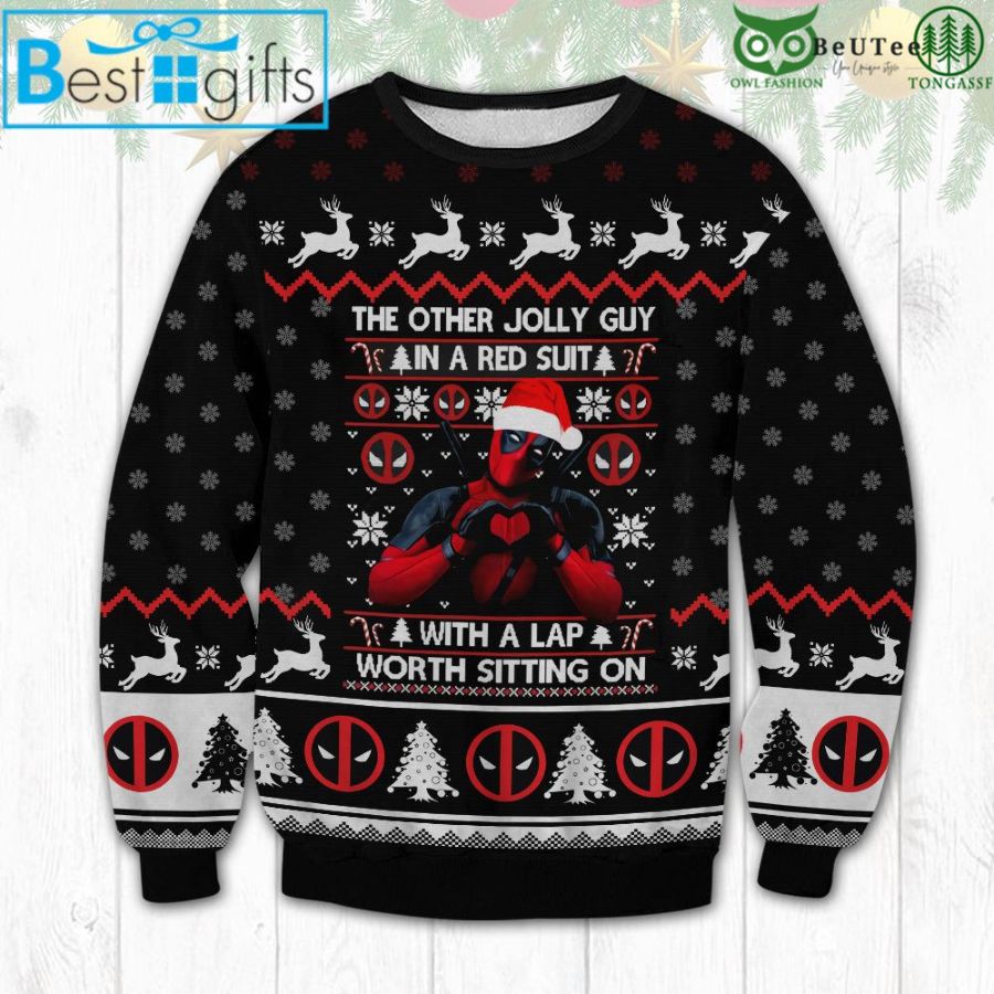 21 Deadpool The Other Jolly Guy in a Red Suit Ugly Christmas Sweater