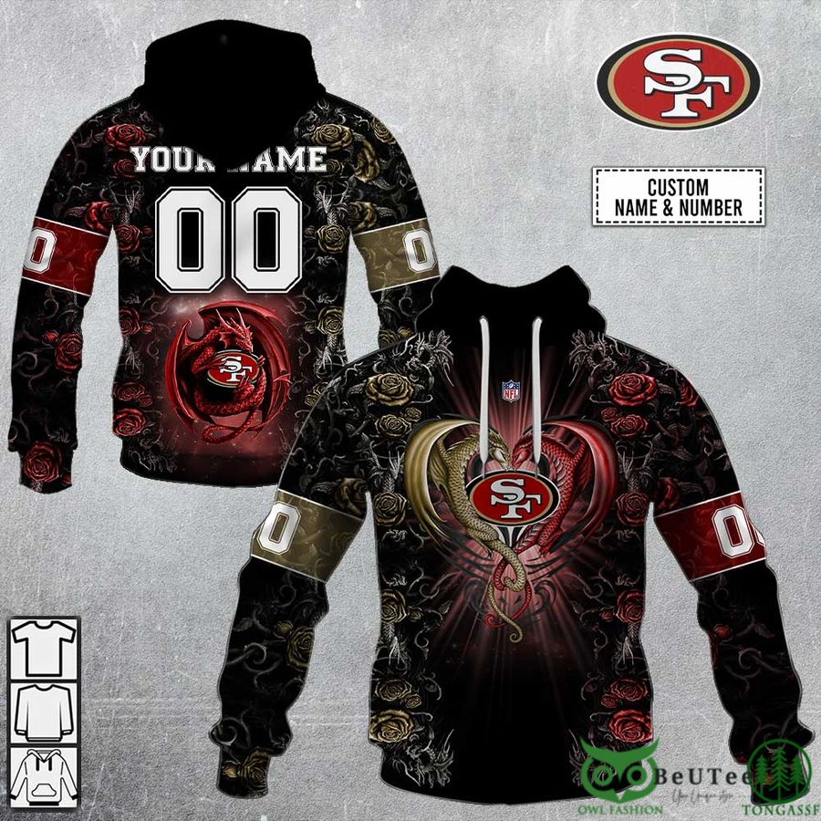 57 Personalized NFL Rose Dragon San Francisco 49ers 3D Hoodie