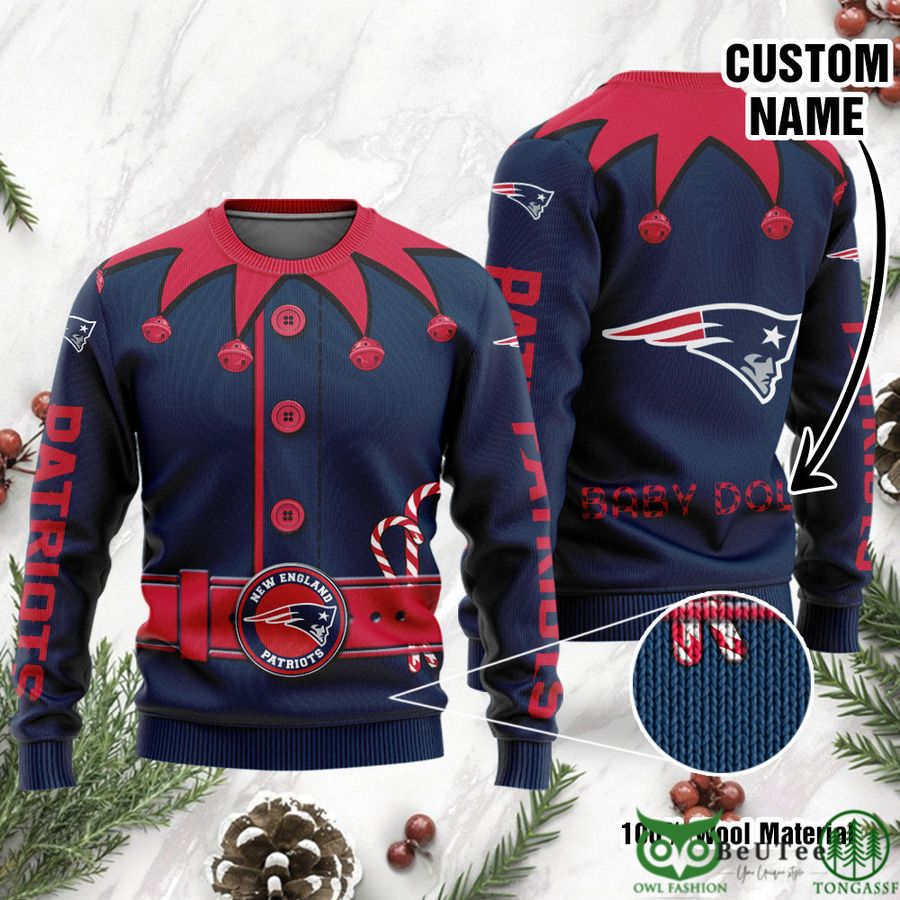 7 New England Patriots Ugly Sweater Custom Name NFL Football
